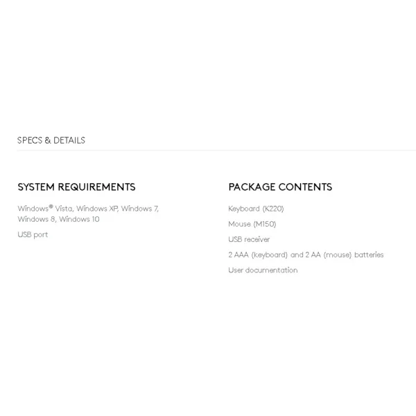 Logitech Wireless Keyboard & Mouse Combo MK220