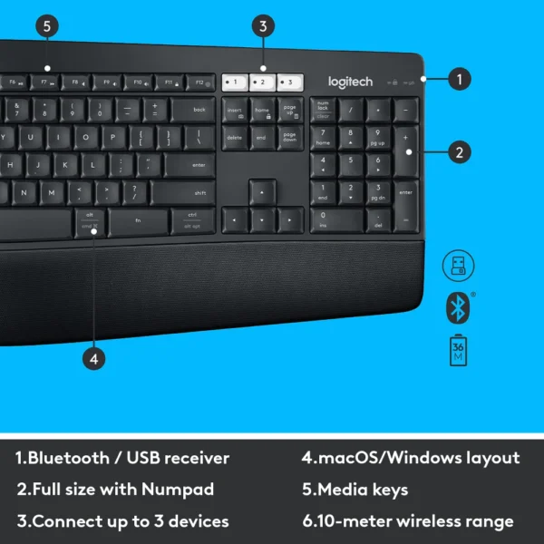 Logitech MK850 Multi‑Device Wireless Keyboard & Mouse Combo
